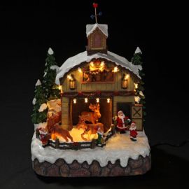Village de Noel Miniature du Père Noel 17 LED Blanc Chaud