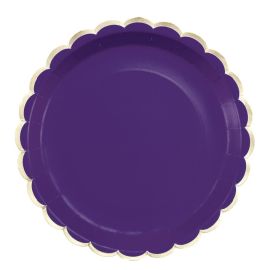 Assiettes Festonnées Violet et Or Ø 23 cm - Idéales pour Soirée 90's | Badaboum.fr