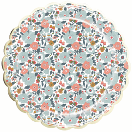 assiettes - festonnées - 23 cm - fleurs - x 8 pièces - vaisselle jetable pas cher
