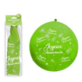 Ballon geant joyeux anniversaire vert , décoration fetes pas cher et livraison 24h rapide chez Badaboum