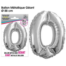Ballon geant metallique argent chiffre 0 , décoration fetes pas cher et livraison 24h rapide chez Badaboum
