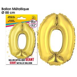 Ballon geant metallique or chiffre 0 , décoration fetes pas cher et livraison 24h rapide chez Badaboum