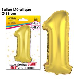 Ballon geant metallique or chiffre 1 , décoration fetes pas cher et livraison 24h rapide chez Badaboum