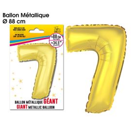 Ballon geant metallique or chiffre 7 , décoration fetes pas cher et livraison 24h rapide chez Badaboum