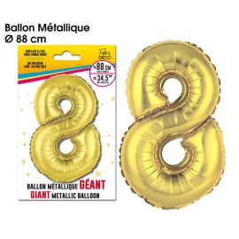 Ballon geant metallique or chiffre 8 , décoration fetes pas cher et livraison 24h rapide chez Badaboum