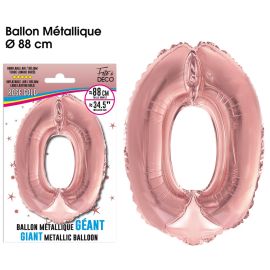 Ballon geant metallique rose gold chiffre 0 , décoration fetes pas cher et livraison 24h rapide chez Badaboum