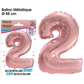 Ballon geant metallique rose gold chiffre 2 , décoration fetes pas cher et livraison 24h rapide chez Badaboum