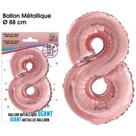 Ballon geant metallique rose gold chiffre 8 , décoration fetes pas cher et livraison 24h rapide chez Badaboum