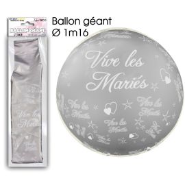 Ballon géant argent avec inscription 