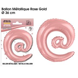 Ballon metallique  rose gold arobase , décoration fetes pas cher et livraison 24h rapide chez Badaboum