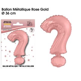 Ballon rose gold en forme de point d'interrogation en aluminium, 36 cm, idéal pour les fêtes et événements surprise