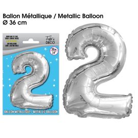 Ballon metallique argent chiffre 2 , décoration fetes pas cher et livraison 24h rapide chez Badaboum