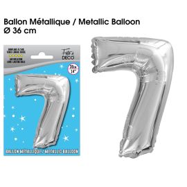 Ballon metallique argent chiffre 7 , décoration fetes pas cher et livraison 24h rapide chez Badaboum