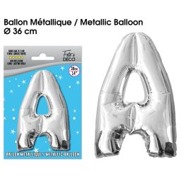 Ballon metallique argent lettre a , décoration fetes pas cher et livraison 24h rapide chez Badaboum