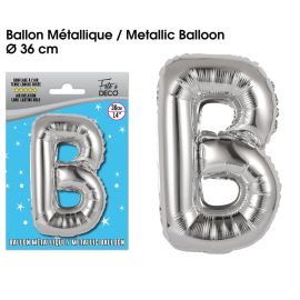 Ballon metallique argent lettre b , décoration fetes pas cher et livraison 24h rapide chez Badaboum