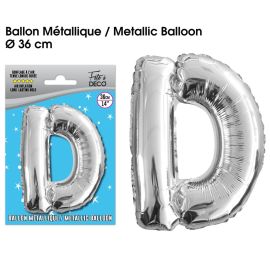 Ballon metallique argent lettre d , décoration fetes pas cher et livraison 24h rapide chez Badaboum