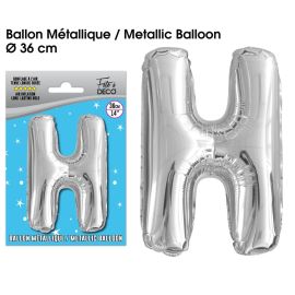 Ballon metallique argent lettre h , décoration fetes pas cher et livraison 24h rapide chez Badaboum