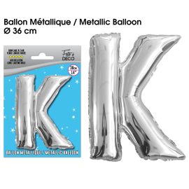 Ballon metallique argent lettre k , décoration fetes pas cher et livraison 24h rapide chez Badaboum