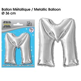 Ballon metallique argent lettre m , décoration fetes pas cher et livraison 24h rapide chez Badaboum