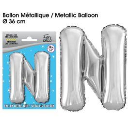 Ballon metallique argent lettre n , décoration fetes pas cher et livraison 24h rapide chez Badaboum