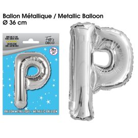 Ballon metallique argent lettre p , décoration fetes pas cher et livraison 24h rapide chez Badaboum