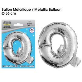 Ballon metallique argent lettre q , décoration fetes pas cher et livraison 24h rapide chez Badaboum