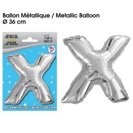 Ballon metallique argent lettre x , décoration fetes pas cher et livraison 24h rapide chez Badaboum