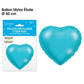 Ballon métallique en forme de cœur turquoise de 50 cm en aluminium. décoration fetes pas cher et livraison 24h rapide chez Badaboum