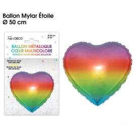 Ballon metallique coeur multicolore , décoration fetes pas cher et livraison 24h rapide chez Badaboum