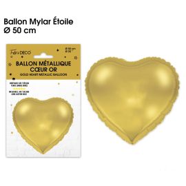 Ballon metallique coeur or , décoration fetes pas cher et livraison 24h rapide chez Badaboum