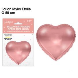 Ballon metallique coeur rose gold , décoration fetes pas cher et livraison 24h rapide chez Badaboum