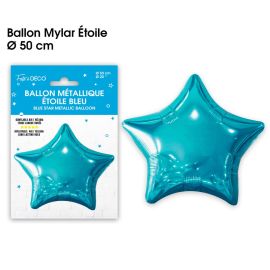 Ballon métallique en forme d'étoile bleu turquoise de 50 cm en aluminium. , décoration fetes pas cher et livraison 24h rapide chez Badaboum