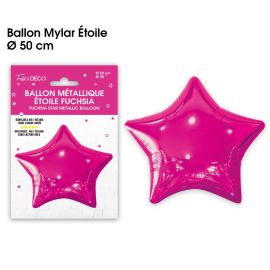 Ballon métallique en forme d'étoile fuschia de 50 cm en aluminium. , décoration fetes pas cher et livraison 24h rapide chez Badaboum