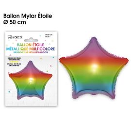 Ballon métallique en forme d'étoile multicolore de 50 cm en aluminium. , décoration fetes pas cher et livraison 24h rapide chez Badaboum