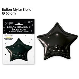 Ballon métallique en forme d'étoile noire de 50 cm en aluminium.