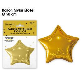 Ballon métallique en forme d'étoile or de 50 cm en aluminium. , décoration fetes pas cher et livraison 24h rapide chez Badaboum