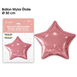 Ballon métallique en forme d'étoile rose gold de 50 cm en aluminium