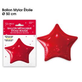 Ballon métallique en forme d'étoile rouge de 50 cm en aluminium., décoration fetes pas cher et livraison 24h rapide chez Badaboum