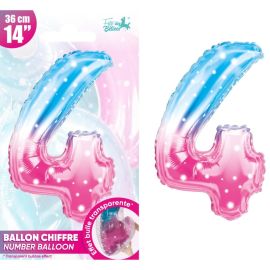 Ballon metallique feerique chiffre 4 , décoration fetes pas cher et livraison 24h rapide chez Badaboum