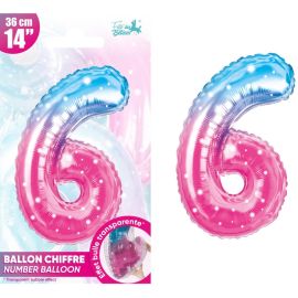 Ballon metallique feerique chiffre 6 , décoration fetes pas cher et livraison 24h rapide chez Badaboum