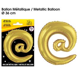 Ballon symbole arobase '@' en aluminium or de 36 cm pour fête d'anniversaire