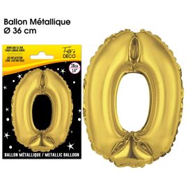Ballon metallique or chiffre 0 , décoration fetes pas cher et livraison 24h rapide chez Badaboum