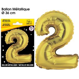 Ballon metallique or chiffre 2 , décoration fetes pas cher et livraison 24h rapide chez Badaboum