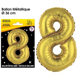 Ballon metallique or chiffre 8 , décoration fetes pas cher et livraison 24h rapide chez Badaboum