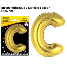 Ballon metallique or lettre c , décoration fetes pas cher et livraison 24h rapide chez Badaboum