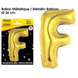 Ballon metallique or lettre f , décoration fetes pas cher et livraison 24h rapide chez Badaboum