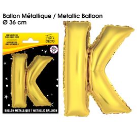 Ballon metallique or lettre k , décoration fetes pas cher et livraison 24h rapide chez Badaboum