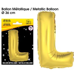 Ballon metallique or lettre l , décoration fetes pas cher et livraison 24h rapide chez Badaboum