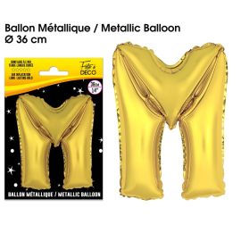 Ballon metallique or lettre m , décoration fetes pas cher et livraison 24h rapide chez Badaboum