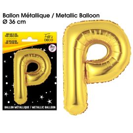 Ballon metallique or lettre p , décoration fetes pas cher et livraison 24h rapide chez Badaboum